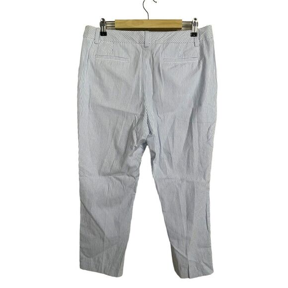 Lands End Women's size 12 Blue White‎ Striped Mid Rise Flat Front Cotton Pants - Picture 5 of 9